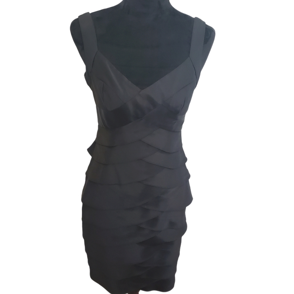 London Times Women's Tiered Ruffle Dress Black